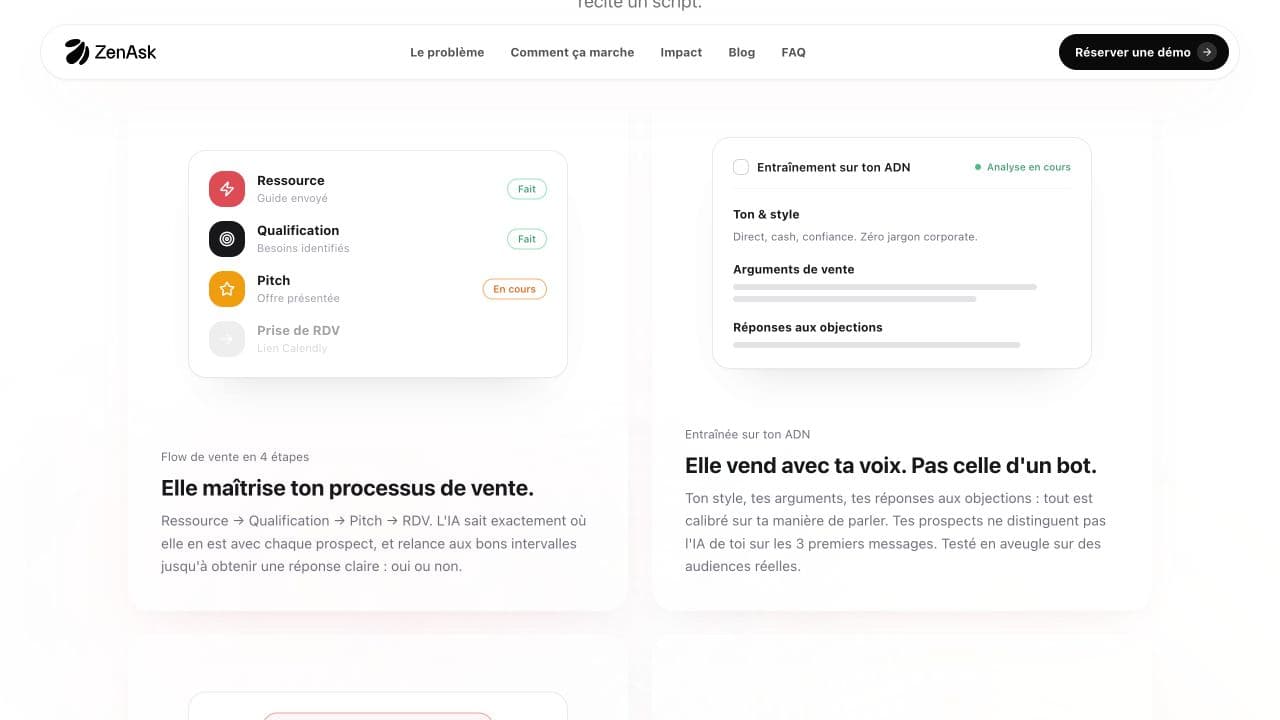 Parcours de vente et scénarios IA sur Zenask