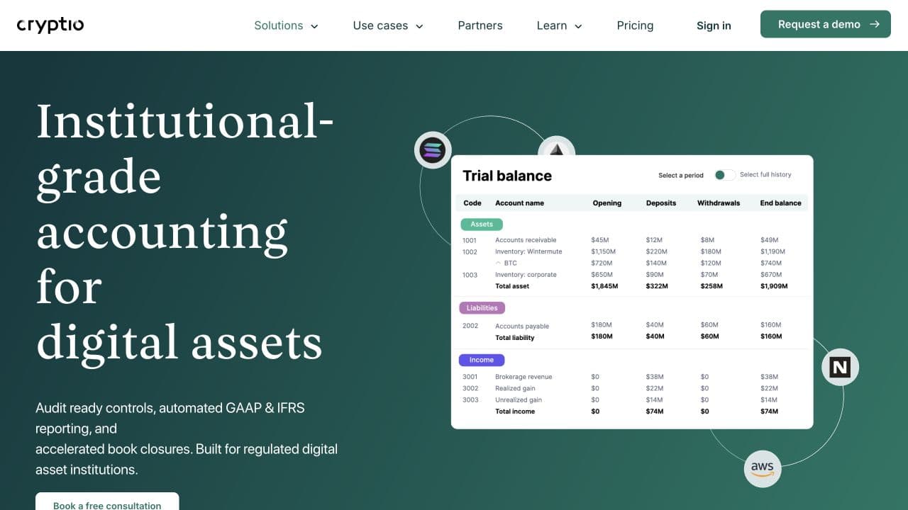 Présentation de la comptabilité crypto sur le site de Cryptio